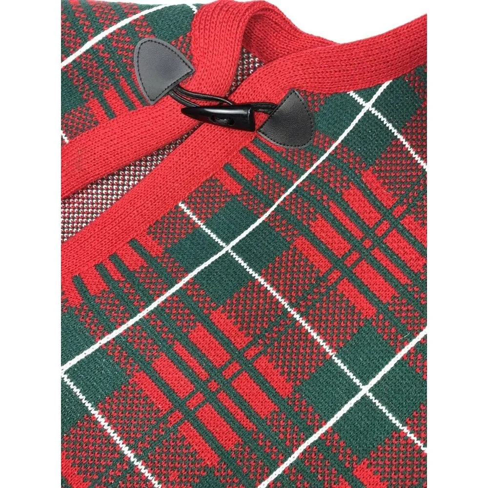 Pier 1 Green and Red Plaid Knit Christmas Tree Skirt 50